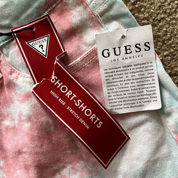 NWT Guess High Rise Waisted Tie Dye Stretch Denim Shorts - Picture 11 of 11